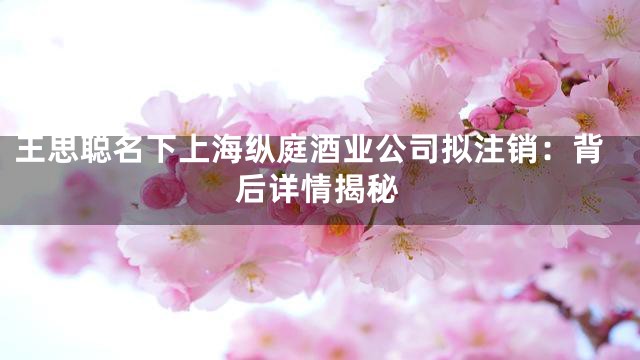 王思聪名下上海纵庭酒业公司拟注销：背后详情揭秘