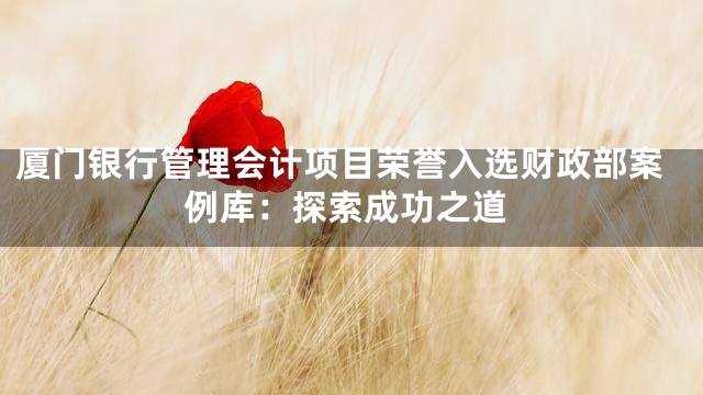 厦门银行管理会计项目荣誉入选财政部案例库：探索成功之道