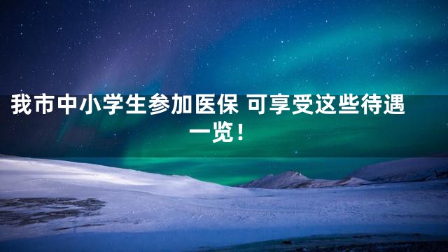 我市中小学生参加医保 可享受这些待遇一览！