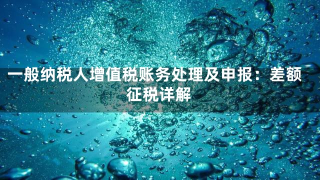 一般纳税人增值税账务处理及申报：差额征税详解