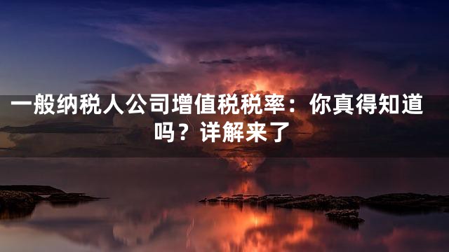 一般纳税人公司增值税税率：你真得知道吗？详解来了