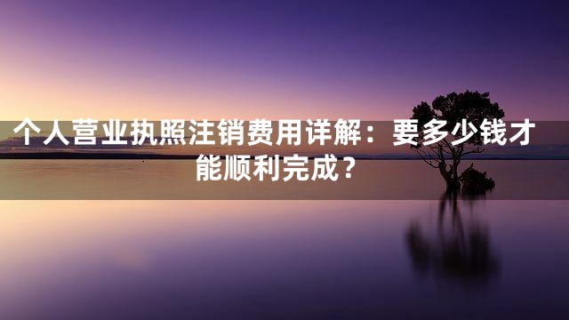 个人营业执照注销费用详解：要多少钱才能顺利完成？
