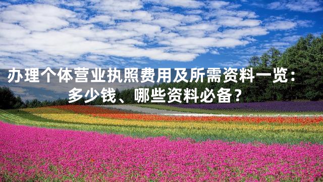 办理个体营业执照费用及所需资料一览：多少钱、哪些资料必备？