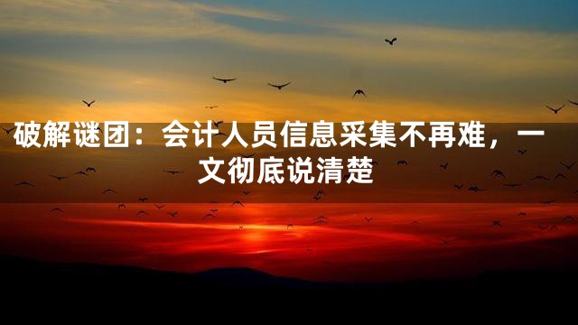 破解谜团：会计人员信息采集不再难，一文彻底说清楚