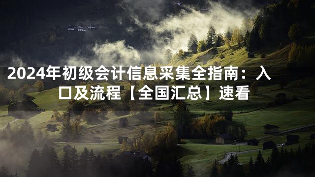 2024年初级会计信息采集全指南：入口及流程【全国汇总】速看