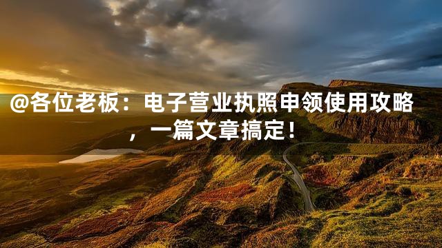 @各位老板：电子营业执照申领使用攻略，一篇文章搞定！