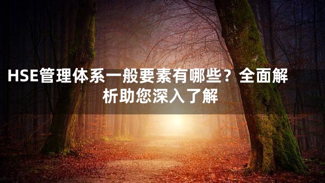 HSE管理体系一般要素有哪些？全面解析助您深入了解