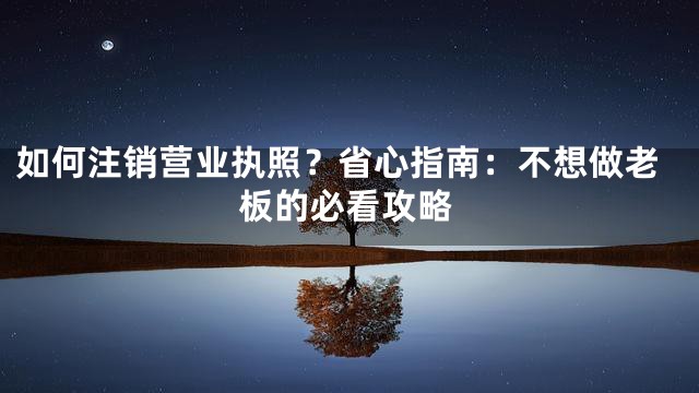 如何注销营业执照？省心指南：不想做老板的必看攻略