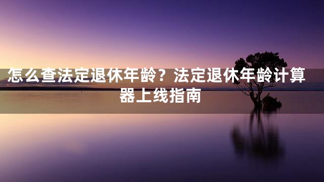 怎么查法定退休年龄？法定退休年龄计算器上线指南