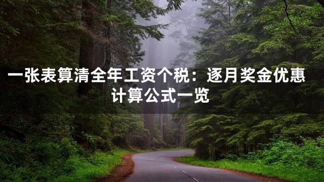 一张表算清全年工资个税：逐月奖金优惠计算公式一览