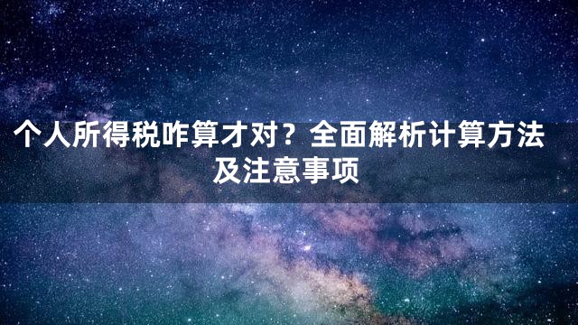 个人所得税咋算才对？全面解析计算方法及注意事项