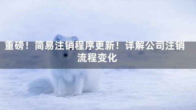 重磅！简易注销程序更新！详解公司注销流程变化