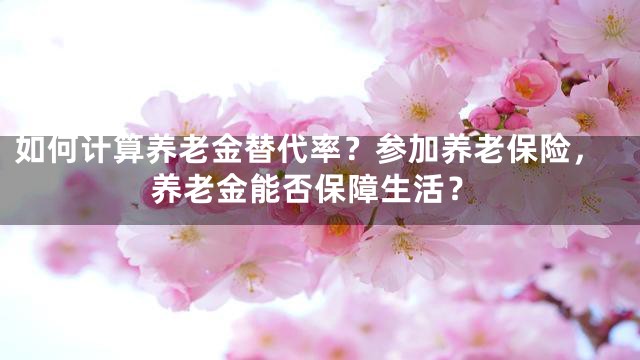 如何计算养老金替代率？参加养老保险，养老金能否保障生活？