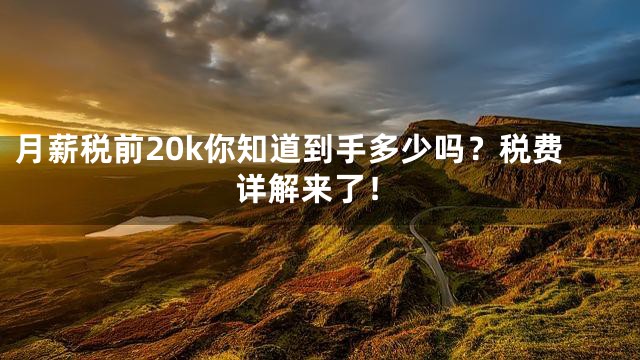 月薪税前20k你知道到手多少吗？税费详解来了！