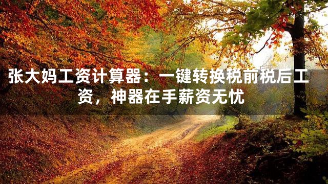 张大妈工资计算器：一键转换税前税后工资，神器在手薪资无忧