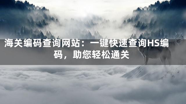 海关编码查询网站：一键快速查询HS编码，助您轻松通关