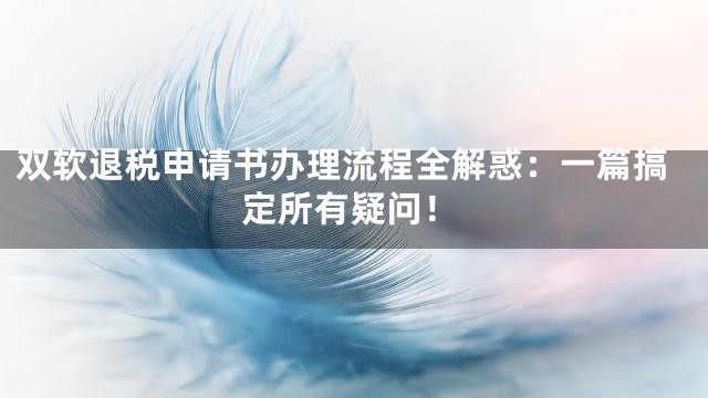 双软退税申请书办理流程全解惑：一篇搞定所有疑问！
