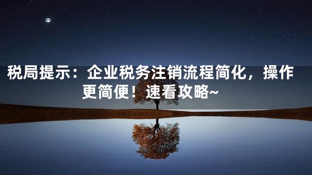 税局提示：企业税务注销流程简化，操作更简便！速看攻略~
