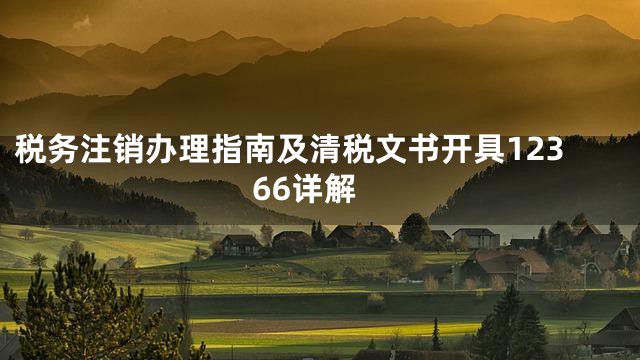 税务注销办理指南及清税文书开具12366详解
