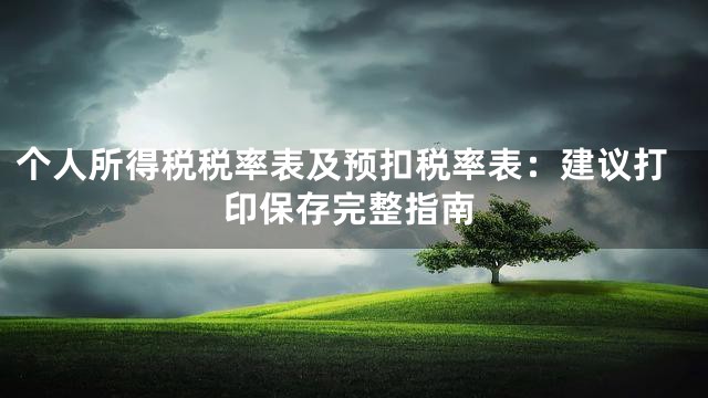 个人所得税税率表及预扣税率表：建议打印保存完整指南