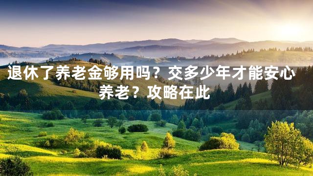退休了养老金够用吗？交多少年才能安心养老？攻略在此