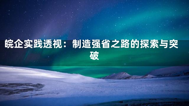 皖企实践透视：制造强省之路的探索与突破