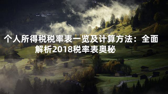 个人所得税税率表一览及计算方法：全面解析2018税率表奥秘