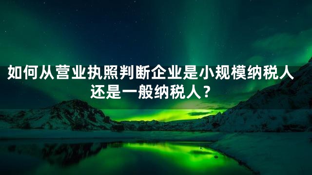 如何从营业执照判断企业是小规模纳税人还是一般纳税人？
