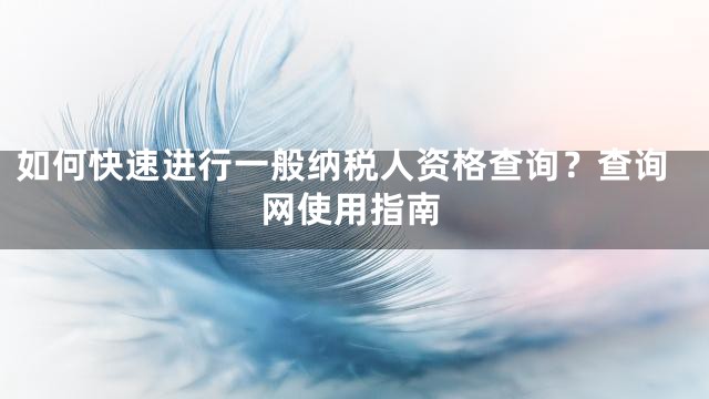如何快速进行一般纳税人资格查询？查询网使用指南