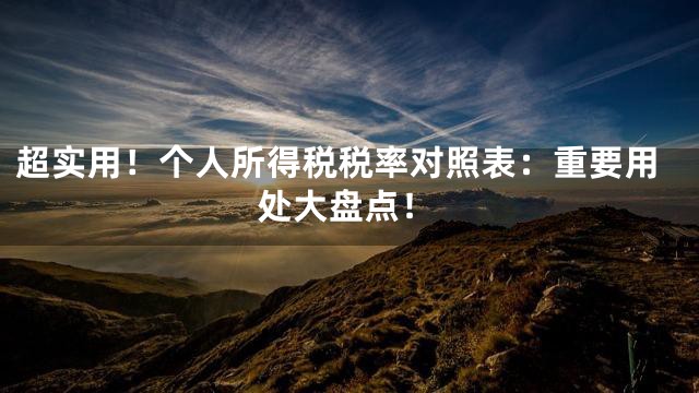 超实用！个人所得税税率对照表：重要用处大盘点！