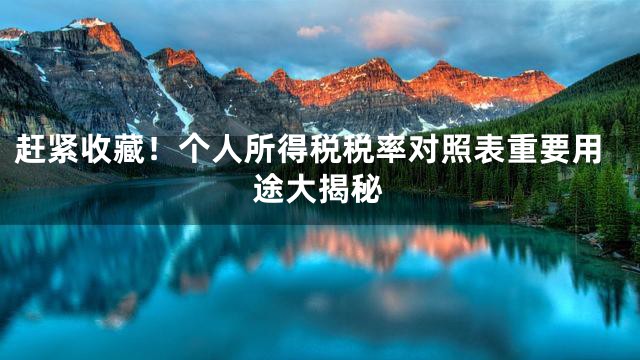 赶紧收藏！个人所得税税率对照表重要用途大揭秘