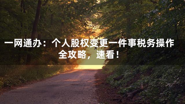 一网通办：个人股权变更一件事税务操作全攻略，速看！