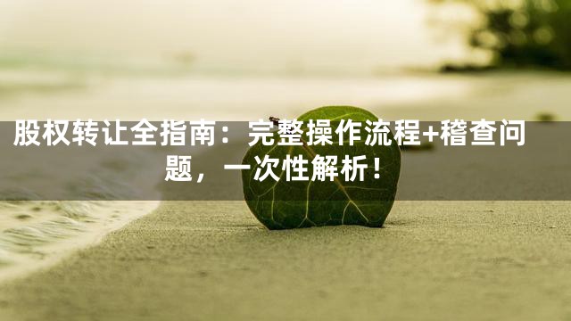 股权转让全指南：完整操作流程+稽查问题，一次性解析！