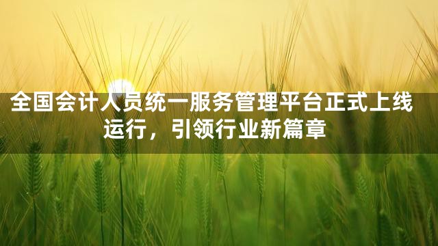 全国会计人员统一服务管理平台正式上线运行，引领行业新篇章