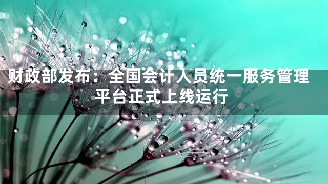 财政部发布：全国会计人员统一服务管理平台正式上线运行
