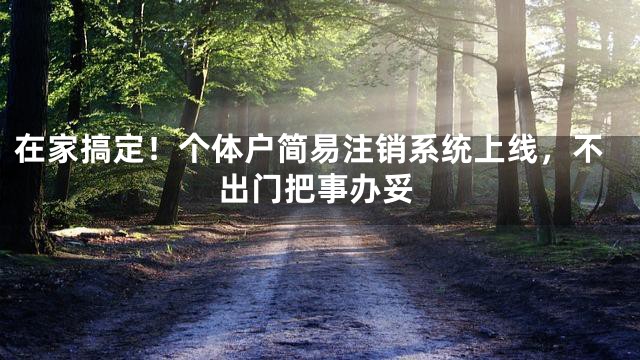 在家搞定！个体户简易注销系统上线，不出门把事办妥