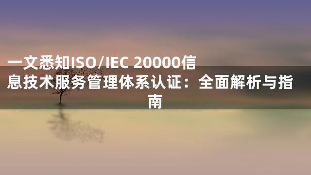 一文悉知ISO/IEC 20000信息技术服务管理体系认证：全面解析与指南