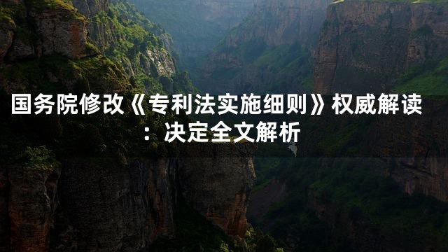 国务院修改《专利法实施细则》权威解读：决定全文解析