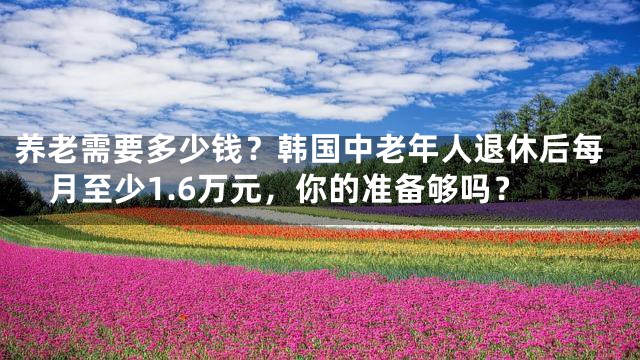 养老需要多少钱？韩国中老年人退休后每月至少1.6万元，你的准备够吗？