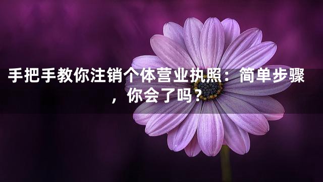 手把手教你注销个体营业执照：简单步骤，你会了吗？