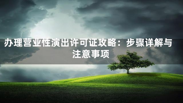 办理营业性演出许可证攻略：步骤详解与注意事项