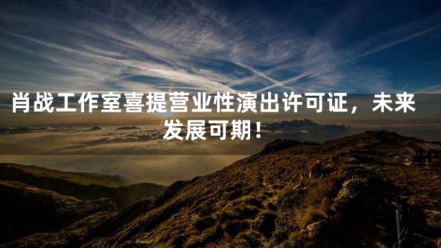 肖战工作室喜提营业性演出许可证，未来发展可期！