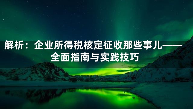 解析：企业所得税核定征收那些事儿——全面指南与实践技巧