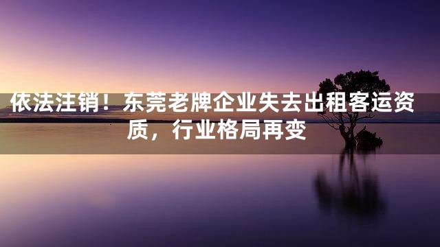 依法注销！东莞老牌企业失去出租客运资质，行业格局再变