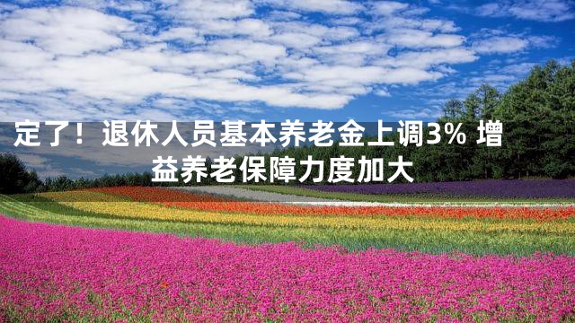 定了！退休人员基本养老金上调3% 增益养老保障力度加大
