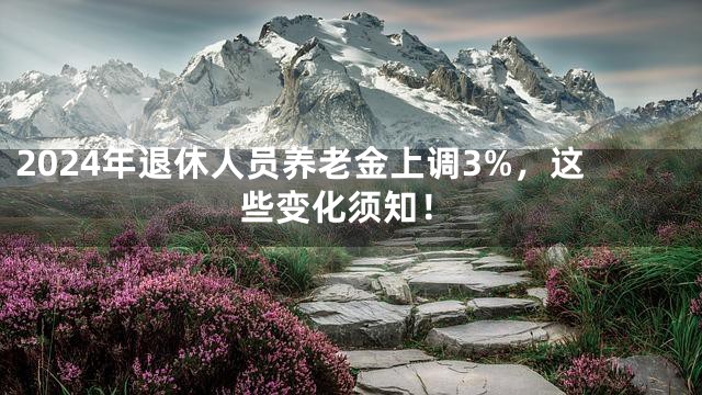 2024年退休人员养老金上调3%，这些变化须知！