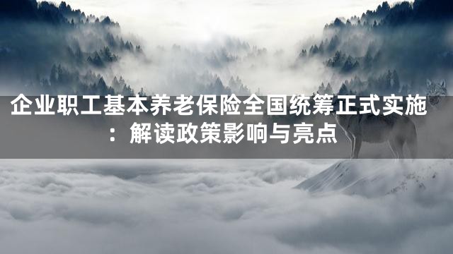 企业职工基本养老保险全国统筹正式实施：解读政策影响与亮点