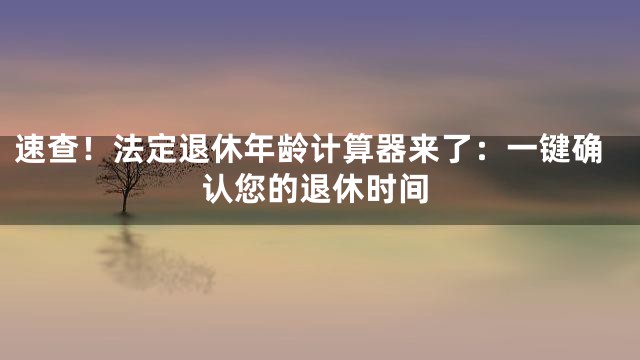 速查！法定退休年龄计算器来了：一键确认您的退休时间