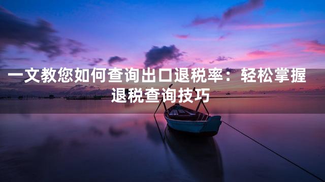 一文教您如何查询出口退税率：轻松掌握退税查询技巧