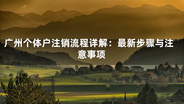 广州个体户注销流程详解：最新步骤与注意事项